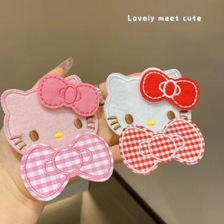 Kẹp tóc mái Hello Kitty dễ thương không đường may dành cho nữ, kẹp tóc duỗi thẳng, kẹp tóc mái nơ bằng khóa dán, phụ kiệ