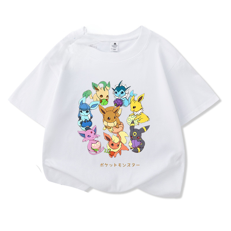 Áo thun ngắn tay dành cho trẻ em Pokémon Phong cách mùa hè Quần áo trẻ em đa năng thông thường dành cho bé trai và bé gái