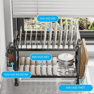 Kệ Vắt Chén Đĩa  Chất Lượng Cao, Màu Đen, Bộ Tổ Chức Đĩa Chén Nhà Bếp, Kệ Lưu Trữ Thoát Nước Tiện Lợi