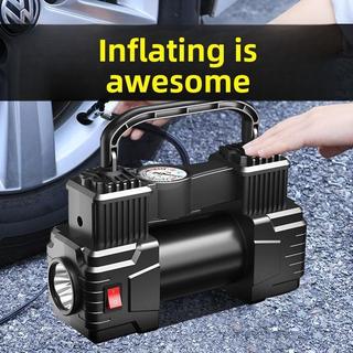 Bơm Lốp Ô Tô Mini 12V 150PSI, 2 Xi Lanh Mạnh, Tự Động, Có Đèn LED, Máy Bơm Điện Xe Hơi Đa Năng