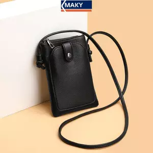MAKY Mới Màu Trơn Đơn Giản Túi Điện Thoại Thời Trang Mini Đa Năng Túi Đeo Ngang VN