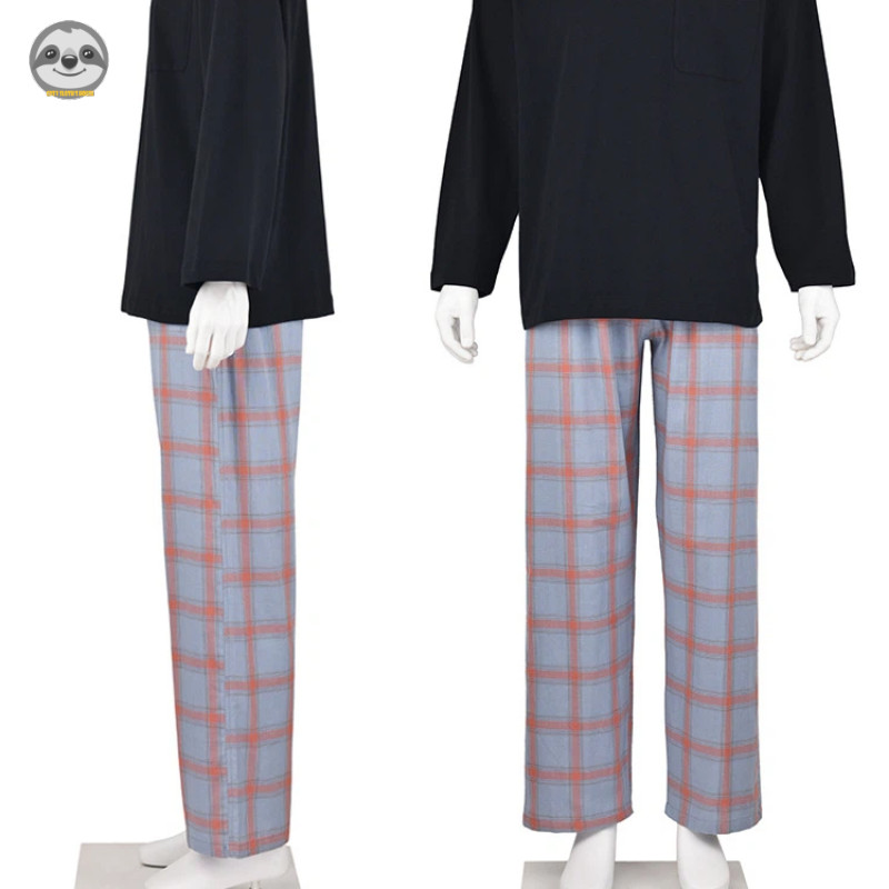 Quần Pyjama cotton hai lớp phong cách Muji Nhật Bản, mặc ngoài cho nam nữ