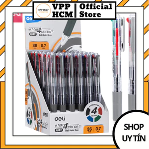 Bút Bi 4 Màu Deli Q182/Q183 – Tiện Lợi 4 Trong 1, Viết Mượt 0.7mm