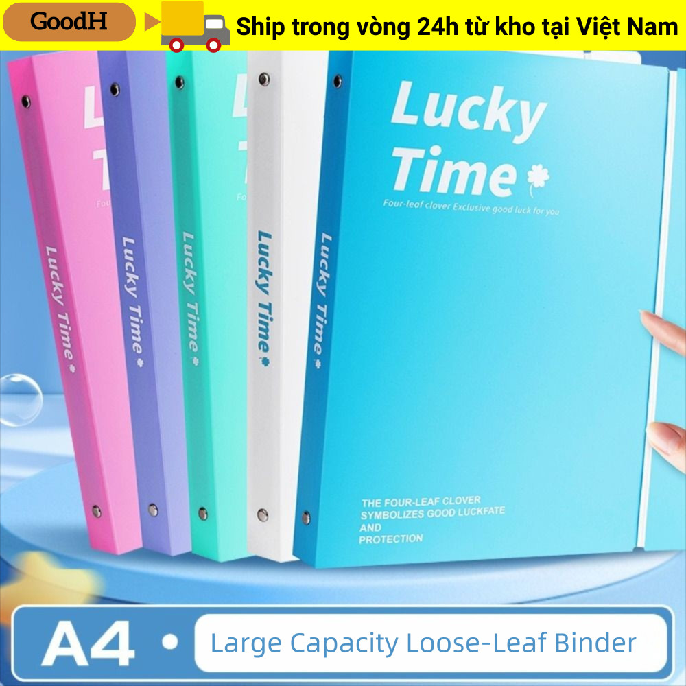 Thư mục tệp GOODH A4, Thư mục dữ liệu PP dung lượng lớn, Thư mục kết dính vòng chống nước 3 lỗ chống bụi màu sắc Văn phòng