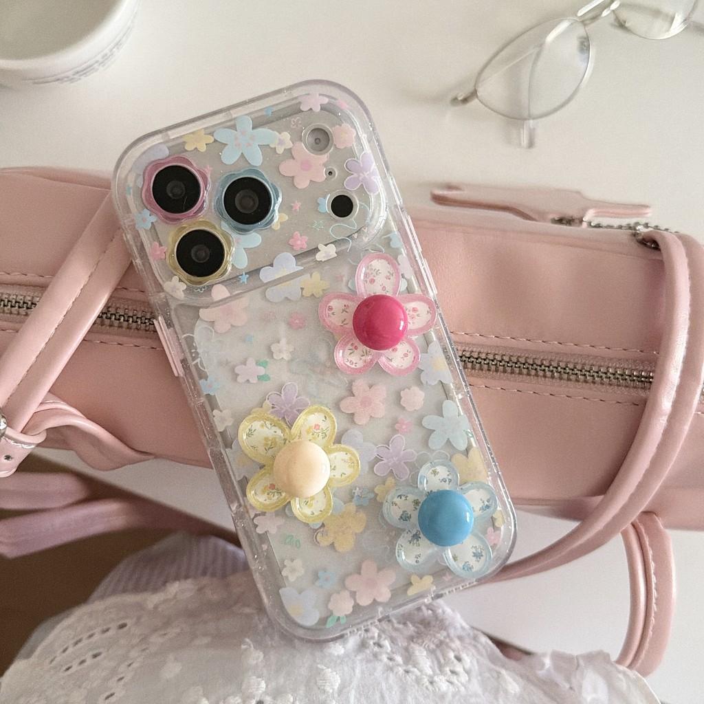 Ốp điện thoại hoa 3D cho iPhone 17 Pro Max 17 16 15 14 13 Vỏ bảo vệ chống sốc