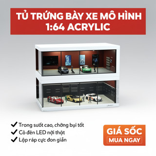 1: 64 Diecast Display Case Clear Acrylic LED Chiếu sáng Chống bụi USB Powered Hội cho Bộ sưu tập