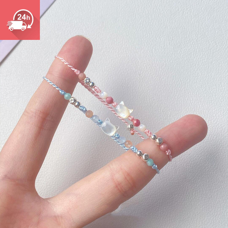 Vòng tay nữ cá tính từ mẹ ngọc trai dệt, màu trắng ngọt ngào như kẹo