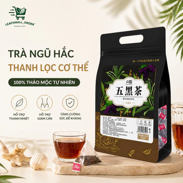Trà ngũ hắc 50 gói x 5gr Trà mọc tóc Mè đen Gạo lứt đen Đậu đen Kỷ tử đen Dâu tằm Giảm rụng tóc