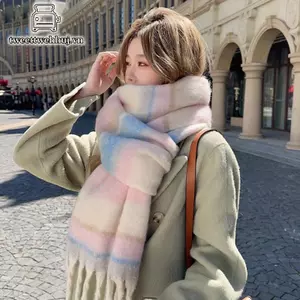 Tweedhuj Khăn Choàng Cashmere Nữ Mùa Đông, Phong Cách Retro Hàn Quốc, Ấm Áp và Đa Năng