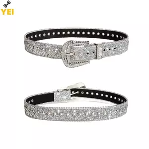 Đai thắt lưng giả kim cương xanh blue phong cách ngôi sao phù hợp cho cả nam và nữ, cá tính dành cho quần jean nữ mới