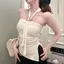 Milyfashion Ống Top Kim Loại Khóa Phong Cách Retro, Viền Dây Cổ Không Đều, Sang Trọng Cho Hot Girl