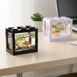Bể Cá Mini Để Bàn Bể Cá ABS Nhựa Đèn LED Trang Trí Nhà Thú Cưng Hiển Thị Quà Tặng