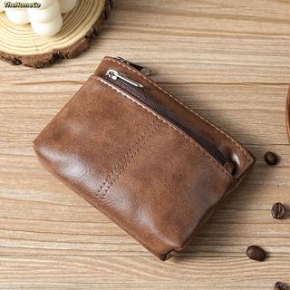 [Vận chuyển địa phương] Ví THEHOMECO Zero, Ví đựng tiền xu cổ điển bằng da PU, Túi đựng thẻ có dây kéo màu trơn Unisex