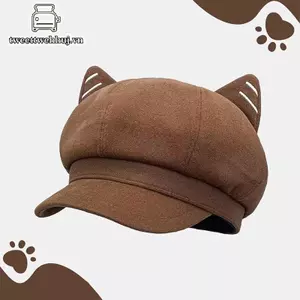Mũ Nồi Phong Cách Nhật Bản Cho Nữ, Tai Mèo, Làm Từ Len Dễ Thương - Thu Đông