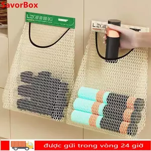 Túi đựng rau củ quả SAVORBOX, Túi lưới treo nhà bếp treo tường bằng vải Polyester, Túi có thể tái sử dụng dung tích lớn