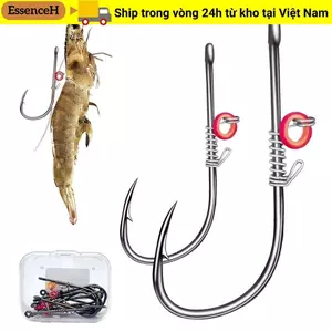 ESSENCEH 10 Móc Mồi Tôm Sống, Thép Carbon Cao Khoảng Cách Rộng Lưỡi Câu Thép Carbon Cao, 2024 Pickerel Mềm Giun Wacky Không Cỏ Giun Bass Móc Câu Cá Biển
