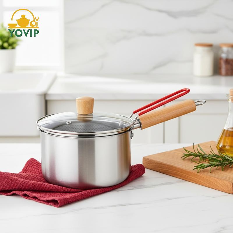 Bộ nồi chiên sâu bằng thép không gỉ YOVIP 3L có nắp giỏ để chế biến Chien Sna VN