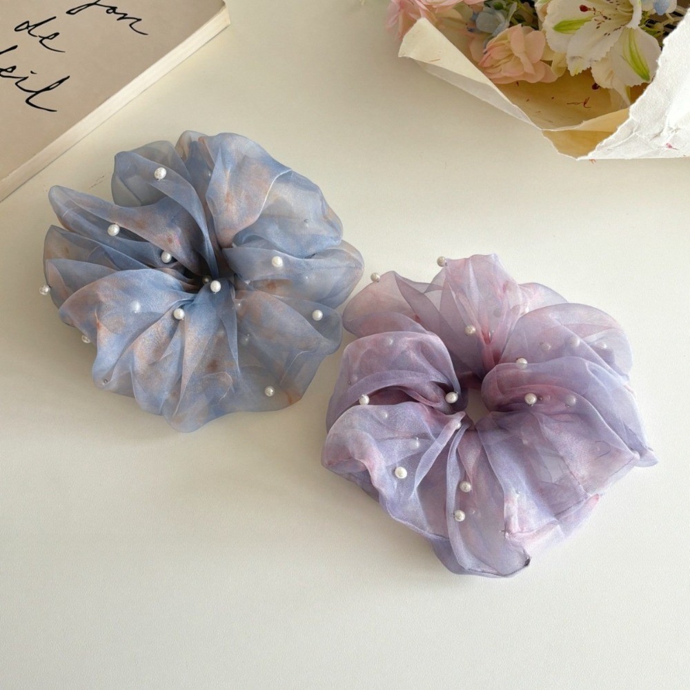 Hululu / Phong Cách Mới Ngọc Trai Quá Khổ Gạc Scrunchy Vòng Tròn Tính Khí Thời Trang Cô Gái Băng Đô Phụ Kiện Tóc