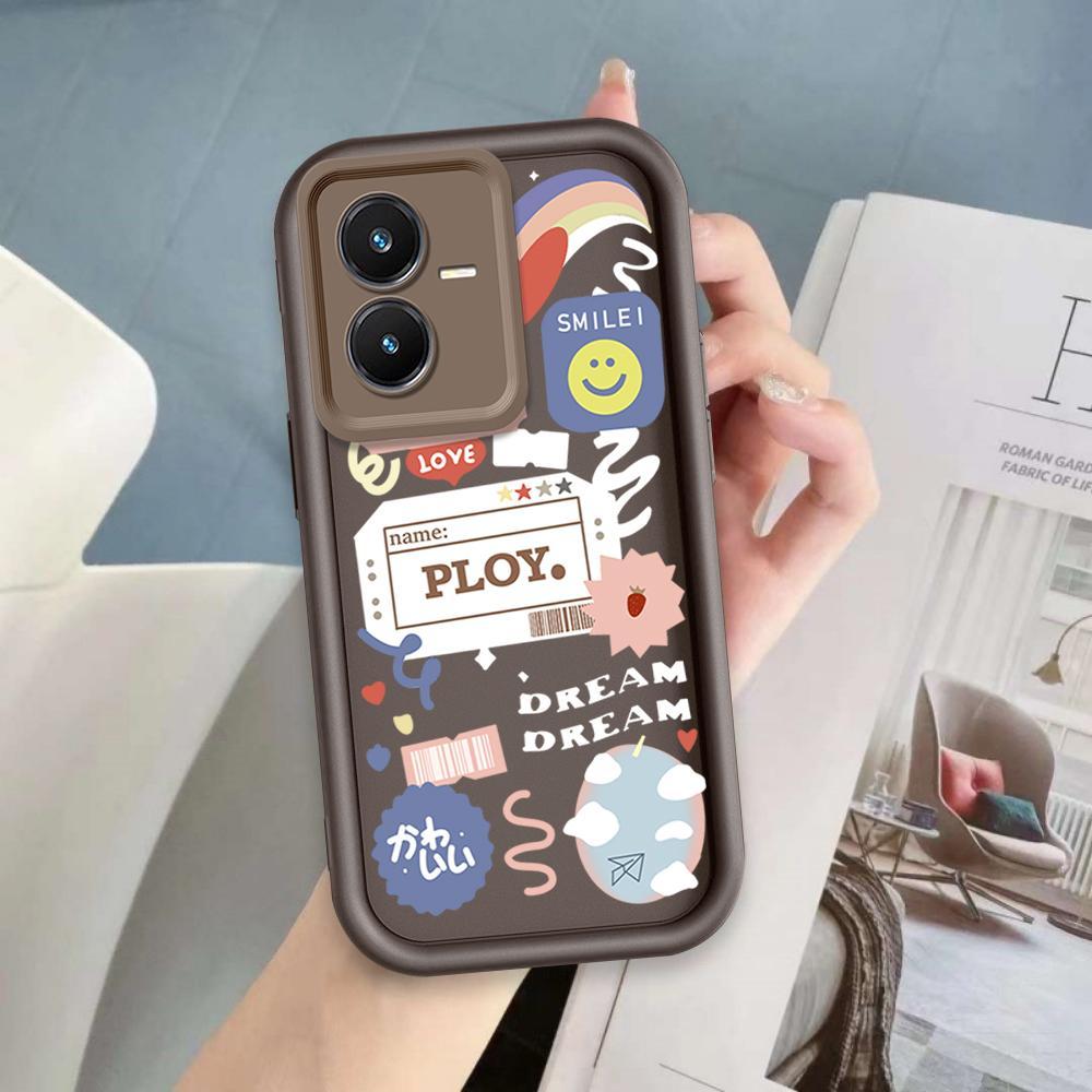 Ốp Lưng Cho VIVO Y22 4G Y22S 4G Hoạt Hình Silicon Điện Thoại Thông Minh Mềm Ốp Lưng TPU Nhãn Nụ Cười Hoa Thiên Thần Mắt Chống Sốc Ốp Lưng