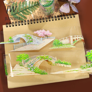 JIANWU 60mm * 5m Vintage Bridgeside Plant Hoa Phong Cảnh Chất Liệu Cắt Băng Thêu Sò PET Sáng Tạo DIY Tạp Chí Văn Phòng Phẩm