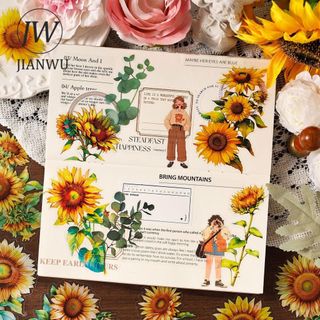 JIANWU Mùa Hè Rừng Mưa Series Vintage Cây Hoa Phong Cảnh Chất Liệu Cắt Dán PET Nhãn Dán Sáng Tạo DIY Tạp Chí Văn Phòng Phẩm