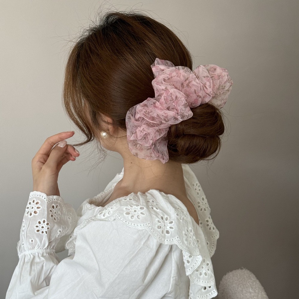 Hululu / Bầu Không Khí Pháp Cảm Thấy Kích Thước Lớn Organza Hoa Nhỏ Ruột Lớn Nhẹ Nhàng Dây Buộc Tóc Đuôi Ngựa Phụ Kiện Tóc