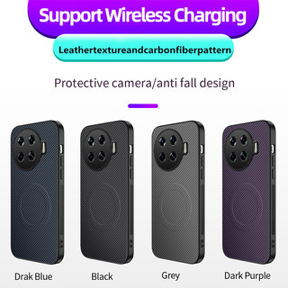 Vỏ bọc từ tính bằng da bằng sợi Carbon cho Tecno Spark 20 Pro + KJ7 Vỏ mờ sang trọng chống sốc Sạc không dây Vỏ chống sốc