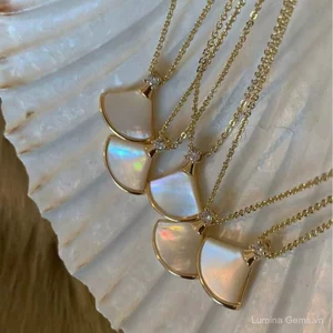 Trắng Tự Nhiên Fritillary Pháp Nhẹ Nhàng Vòng Cổ Zircon Hình Quạt Nữ Niche Thiết Kế Cao Cấp Xương Đòn Hình Quạt Dây Chuyền