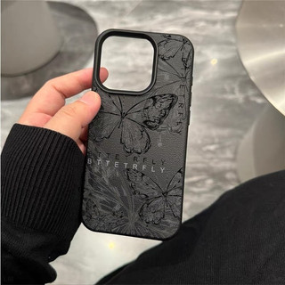 Điện thoại di động Vỏ mềm hình con bướm Thích hợp cho iPhone 16Pro 14plus Họa tiết da 13ProMax 15Plus Hợp thời trang 12Pro 11promax Premium 14Pro 15promax Vỏ bảo vệ chống sốc chống sốc