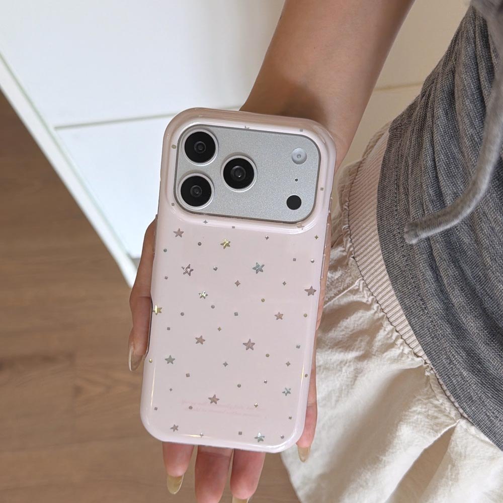 Ốp Lưng Cứng Tương Thích Với iPhone 13 14 14Pro 14ProMax 15 15Pro 15ProMax 16 16Pro 16ProMax 17 17Pro 17ProMax Ốp Họa Tiết Ngôi Sao Màu Hồng
