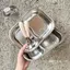 Khay ăn Inox Cao Cấp 2 Ngăn Kèm Thìa Cho Bé Kích Thước 22x15x6cm Khay ăn Inox Cho Bé