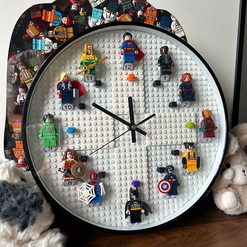 Lego Khối Xây Dựng Đồng Hồ DIY Treo Tường Phòng Trẻ Em Phòng Ngủ Đồng Hồ Treo Tường Để Bàn Xoay Bàn Kính Gương Bề Mặt Mu