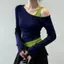Slim-fit Slimmer Look Color Matching All match Oblique Shoulder Fake Two-piece Leak