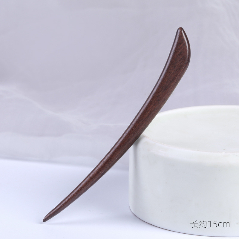 WHX Kẹp Tóc Gỗ Đàn Hương Đỏ 15cm, Cổ Lá Lớn, Phong Cách Trung Quốc, Đơn Giản, Cuộn Tóc Mun