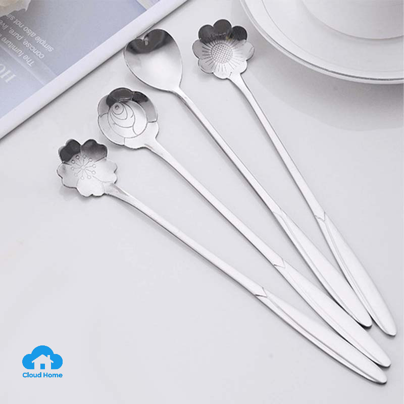 🌤️COD🌤️Thìa Pha Cà Phê Thép Không Gỉ Hình HOA Muỗng Pha Trà Ngũ Cốc Decor