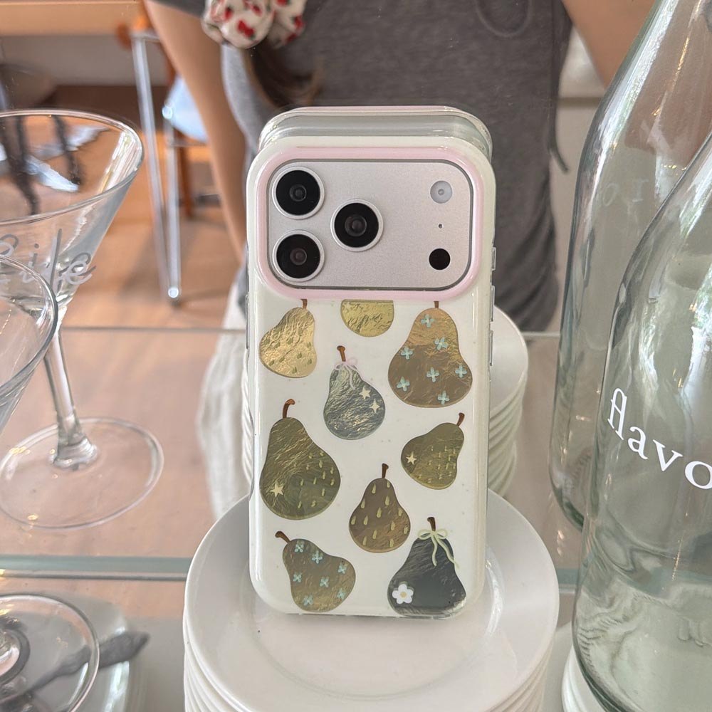 Ốp Lưng Cứng Tương Thích Với iPhone 13 14 14Pro 14ProMax 15 15Pro 15ProMax 16 16Pro 16ProMax 17 17Pro 17ProMax Ốp Họa Tiết Quả Lê Vàng Hoa Cúc