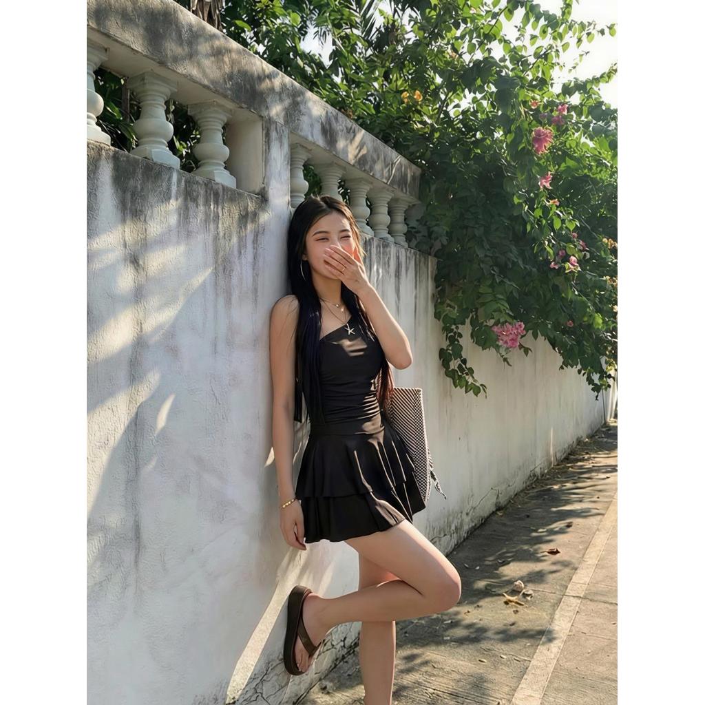 Phong Cách Mới Đồ Bơi Nữ Màu Cà Phê Một Mảnh Mùa Xuân Nóng Kỳ Nghỉ Đồ Bơi Váy Phong Cách Đẹp