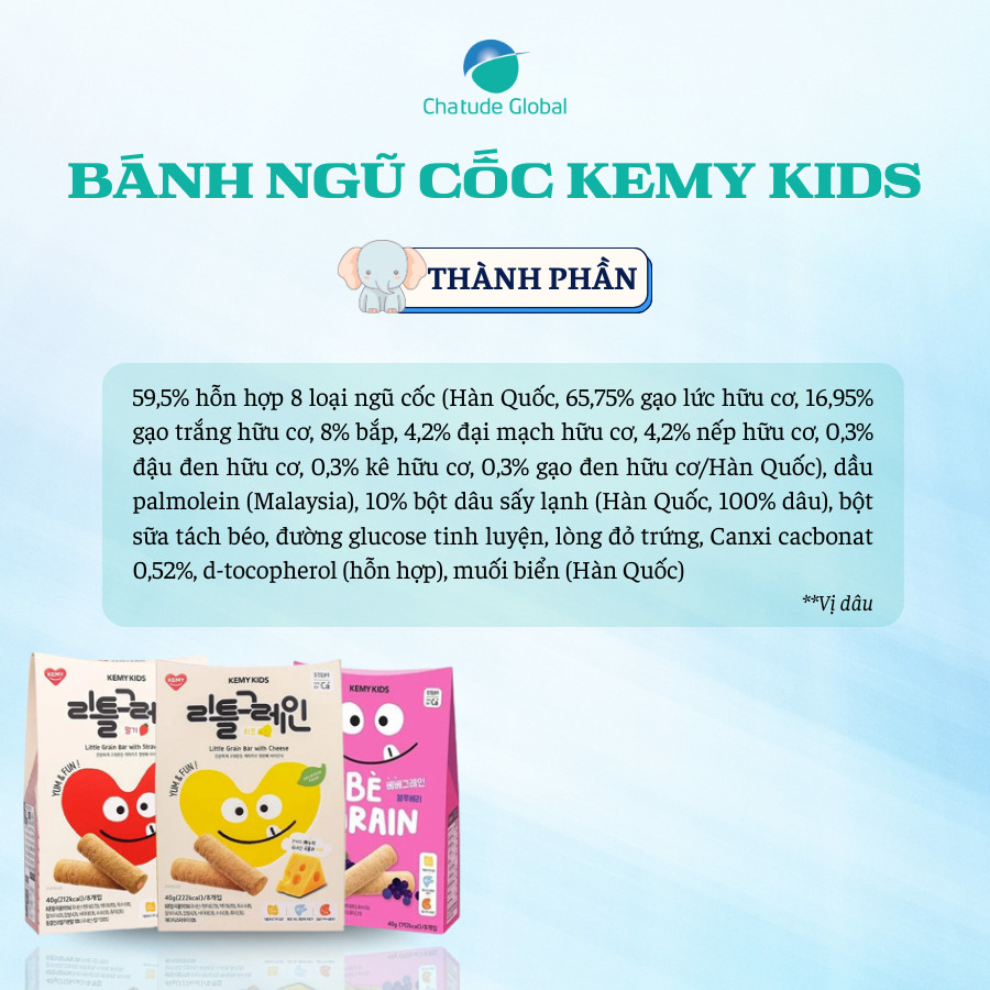 Bánh Ngũ Cốc Ăn Dặm KEMY KIDS, Bữa Phụ Thơm Ngon, Dinh Dưỡng Cho Bé