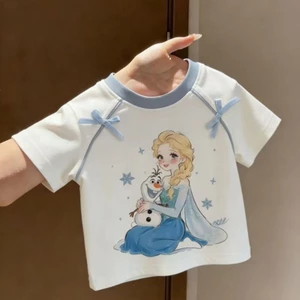 Mùa hè phong cách mới cho bé gái Công chúa Elsa Áo ngắn tay