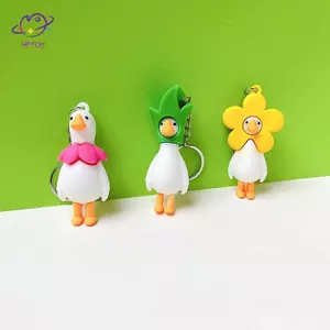 HFTOY Hoa Dễ Thương Du Động Vật Móc Khóa Vòng Chìa Khóa Dành Cho Nữ Người Bạn Quà Tặng Sáng Tạo Hoạt Hình Ngộ nghĩnh Ngỗng Túi Búp Bê Chìa Khóa Ô Tô Mặt Dây Chuyền ~