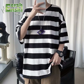 Áo thun nam nữ sọc cotton nguyên chất cao cấp đường phố cổ điển