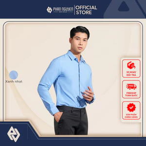 Áo sơ mi nam dài tay basic Phan Nguyễn thiết kế phong cách lịch lãm, hiện đại, chất liệu nano, thoáng mát SMD.1203