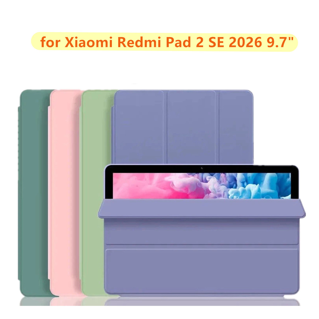 Ốp Lưng Cho Xiaomi Redmi Pad 2 SE 9.7 Inch 2026 Redmi Pad 2 9.7 Inch 2026 Mềm TPU Cảm Giác Da Đánh Thức Ốp Lưng TPU Mềm Chống Sốc Ba Lần Gấp Đứng Vỏ Lật Máy Tính Bảng