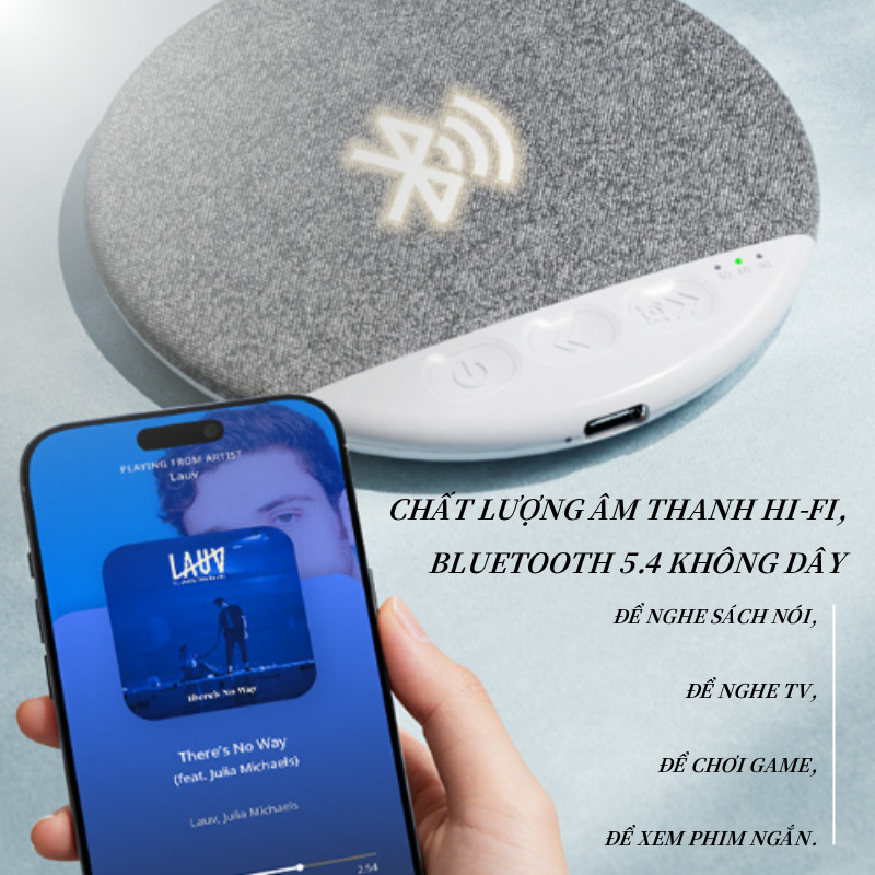 Loa Dưới Gối Bluetooth Siêu Mỏng – Âm Thanh Trung Thực, Tiếng Ồn Trắng, Hẹn Giờ Ngủ Tự Động Tắt, Cải Thiện Giấc Ngủ