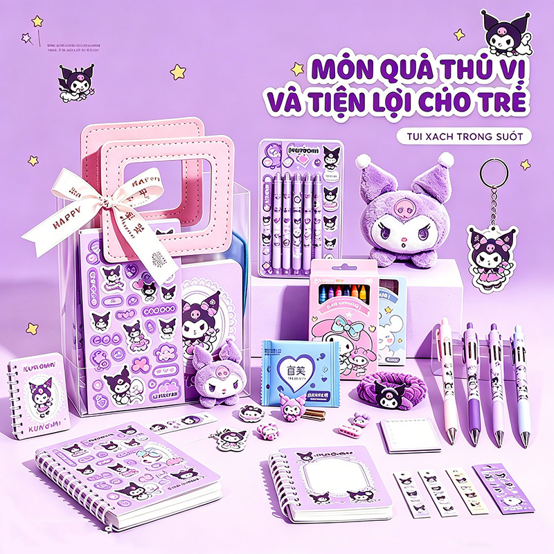 Set quà mini hoạt hình dây buộc tóc văn phòng phẩm dễ thương tặng sinh nhật tốt nghiệp 1/6 giá tốt