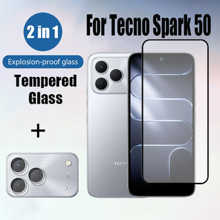 Kính cường lực bảo vệ màn hình Tecno Spark 50 4G 2 trong 1 cho tia lửa Tecno Go 2024 1 1S 2 20c 20 40c 5G 9D Phim bảo vệ kính + Phim ống kính máy ảnh