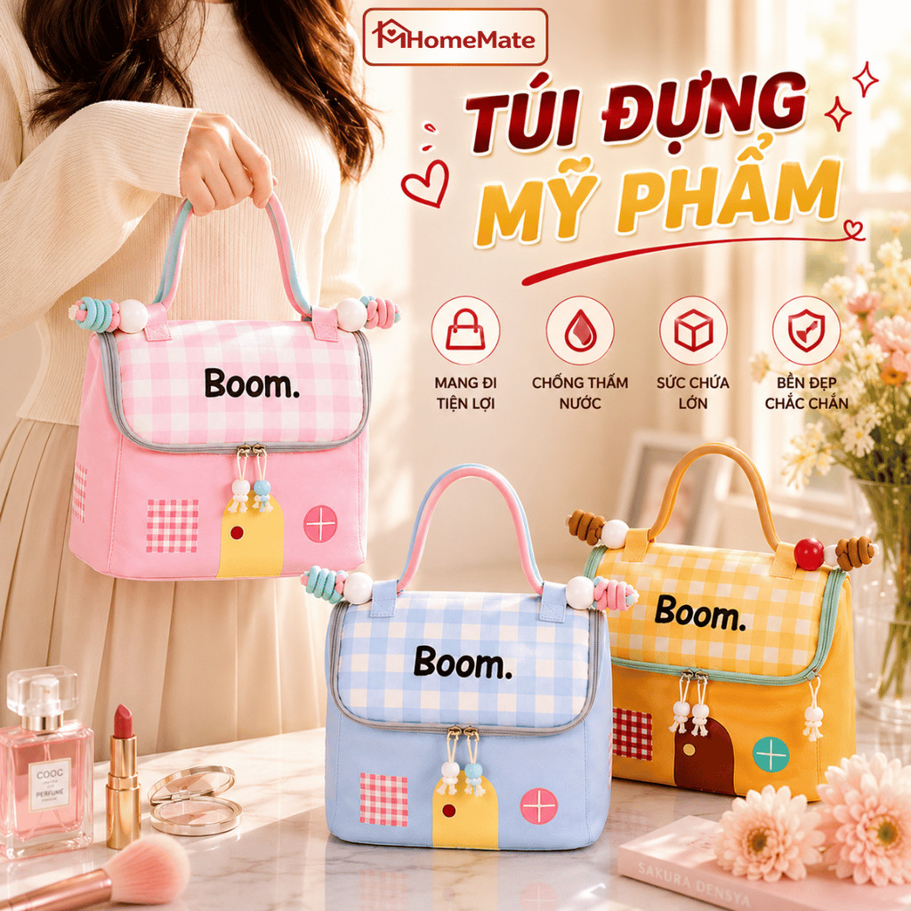 Túi Đựng Mỹ Phẩm Mini HomeMate Dopamine – Túi Makeup Cầm Tay Chống Thấm, Đựng Đồ Cá Nhân Du Lịch Dung Tích Lớn