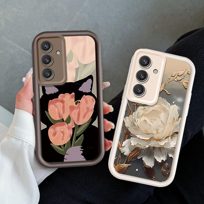 Ốp Lưng Cho Samsung S20 S21 S22 S23 S24 S25 S26 PLUS FE + Hoạt Hình Silicone Bé Gái Mềm TPU Hoa Tulip Mắt Thiên Thần Chống Sốc Ốp Điện Thoại
