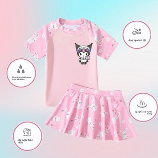 Bộ đồ bơi bé gái – Áo + quần váy Melody, chống nắng, phong cách dễ thương, mùa hè thoáng mát