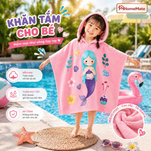 Khăn Tắm Cotton Cho Bé Có Mũ, Khăn Tắm Trùm Đầu Trẻ Em, Thấm Hút Nhanh, Giữ Ấm Sau Khi Tắm, Đi Bơi